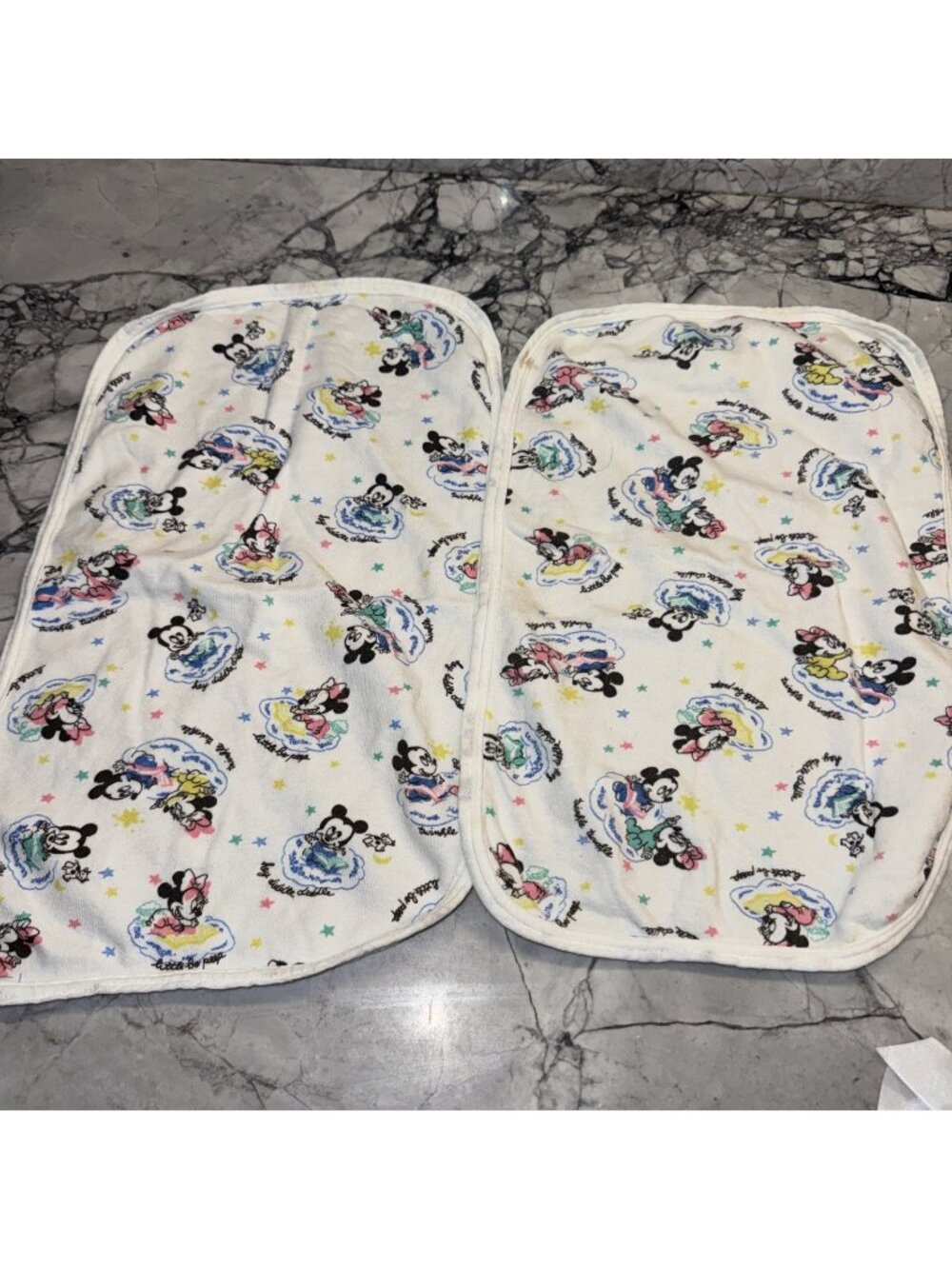 VTG Dundee Baby Disney Minnie Mickey Mouse Burp Cloths 80s/90